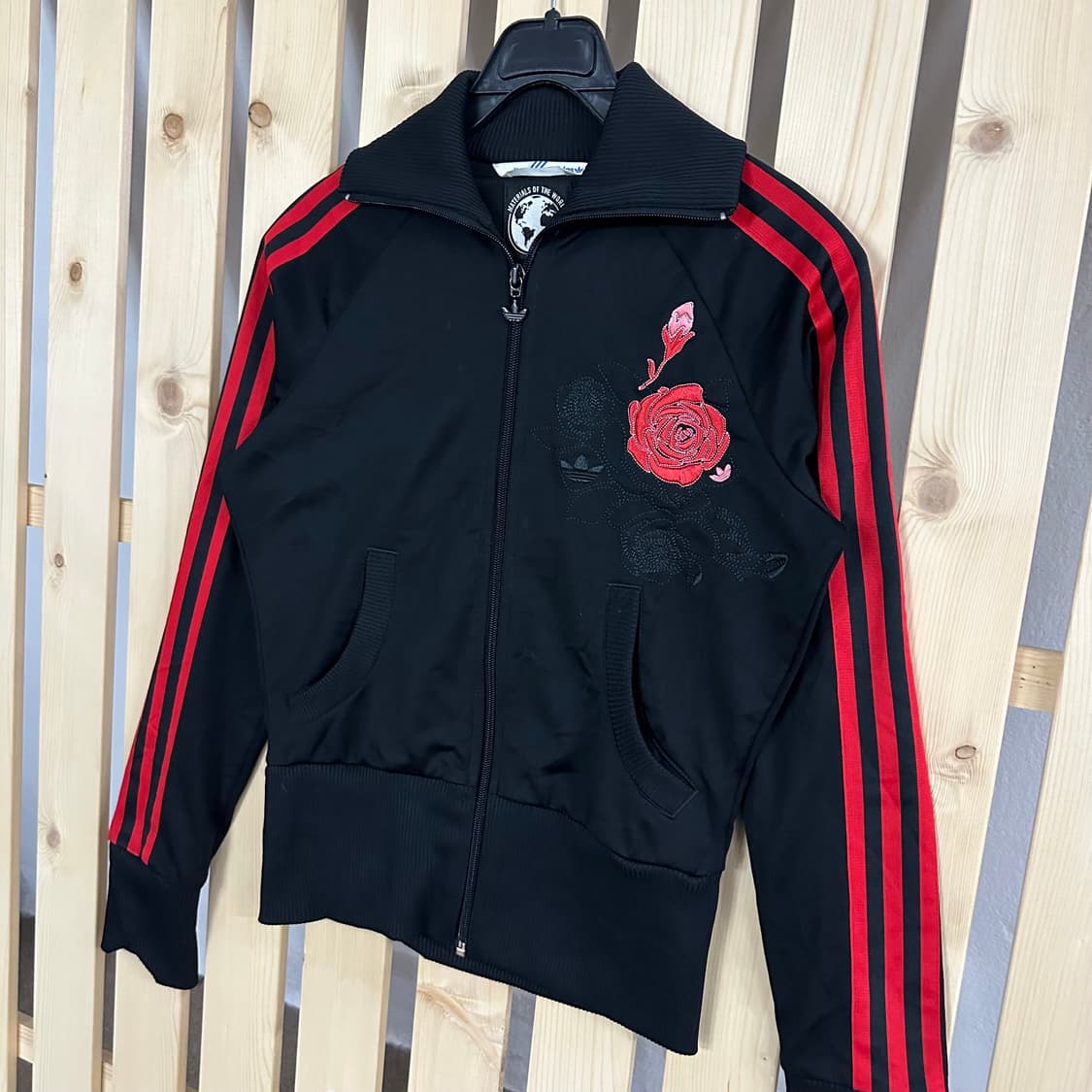 (S) 아디다스 스페인 블랙 로즈 장미 자수 트랙탑 져지 상품이미지3