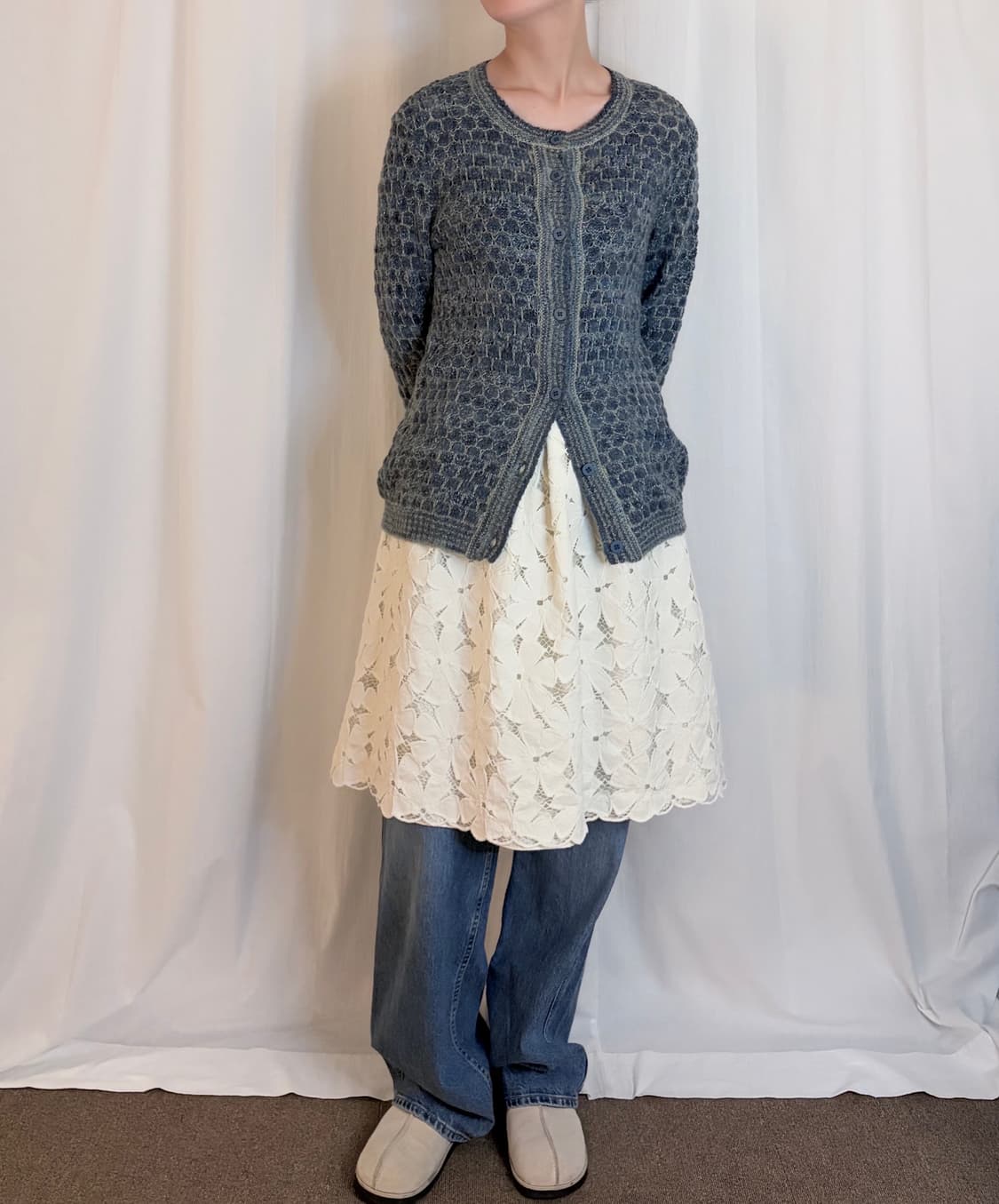 Circular Knit Cardigan - Blue 상품이미지6