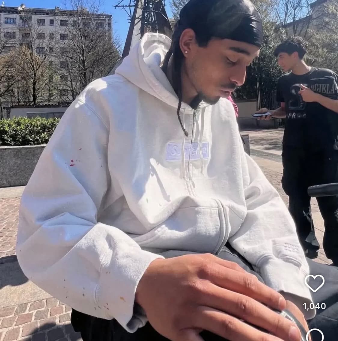 슈프림 x MM6 메종 마르지엘라 박스로고 후드집업 화이트 XL 상품이미지6