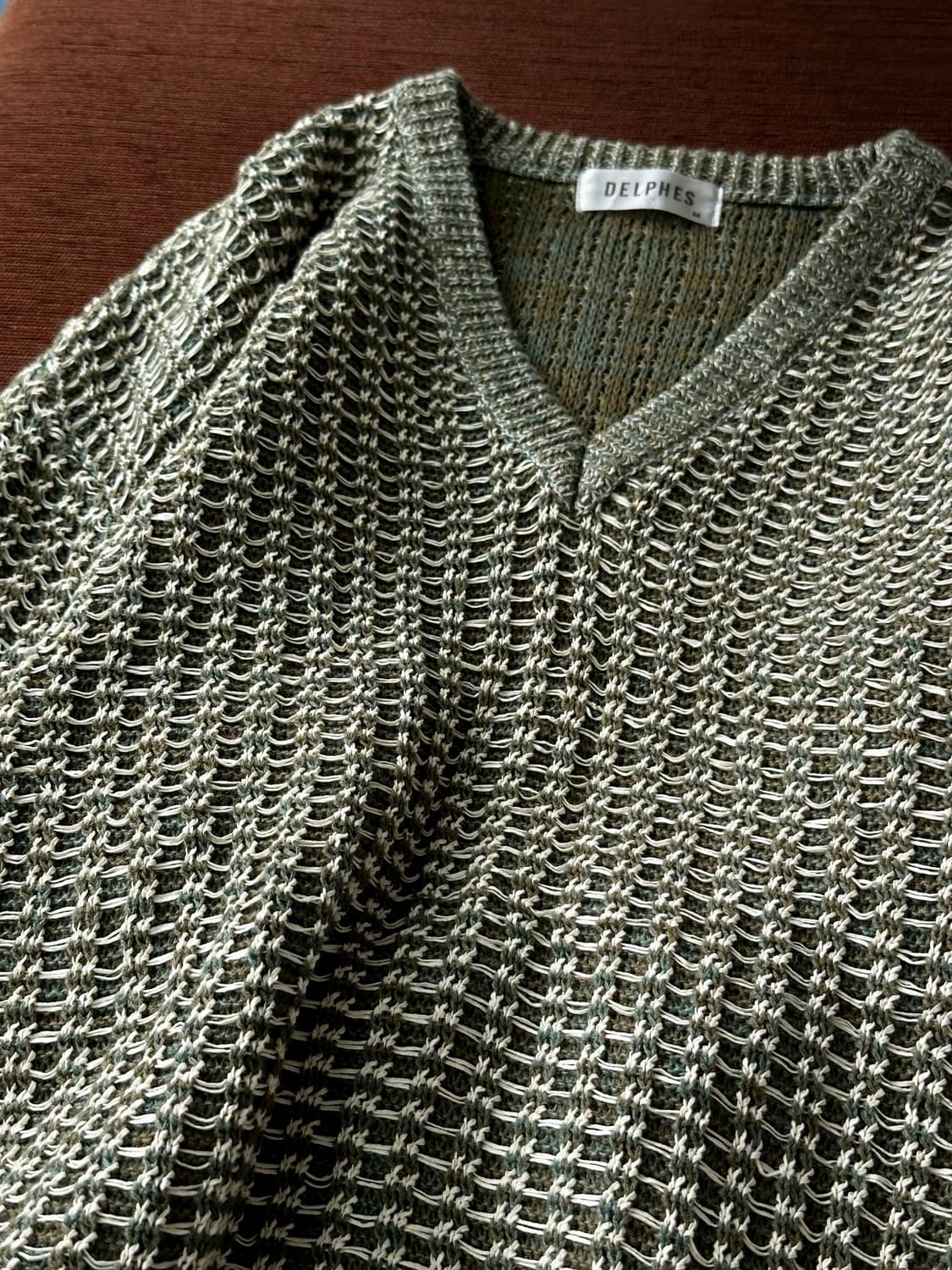 Loose gauge linen cotton v-neck knit 상품이미지5