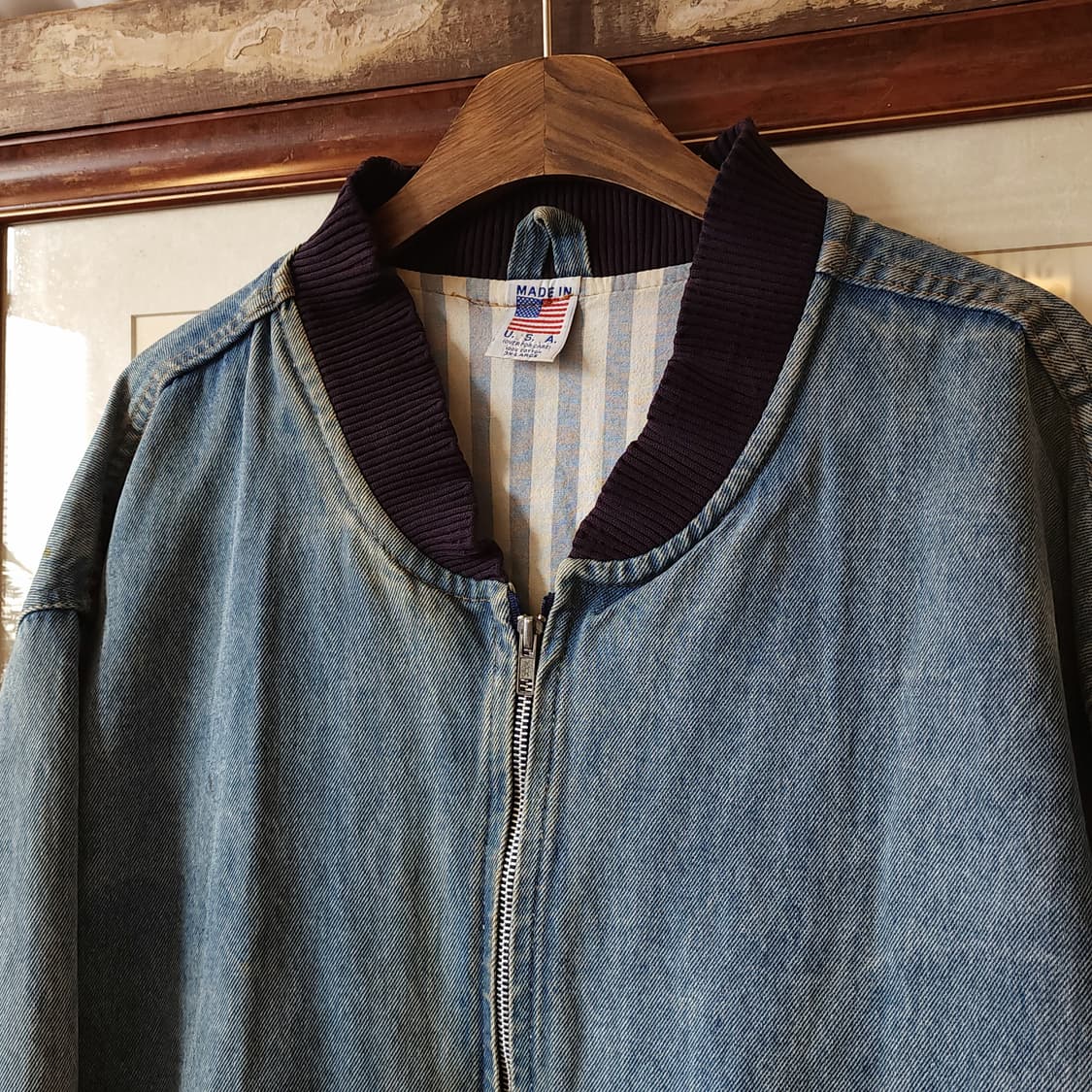 90s 데님 바시티 자켓 빈티지 데님 베이스볼 자켓 3XL 상품이미지10