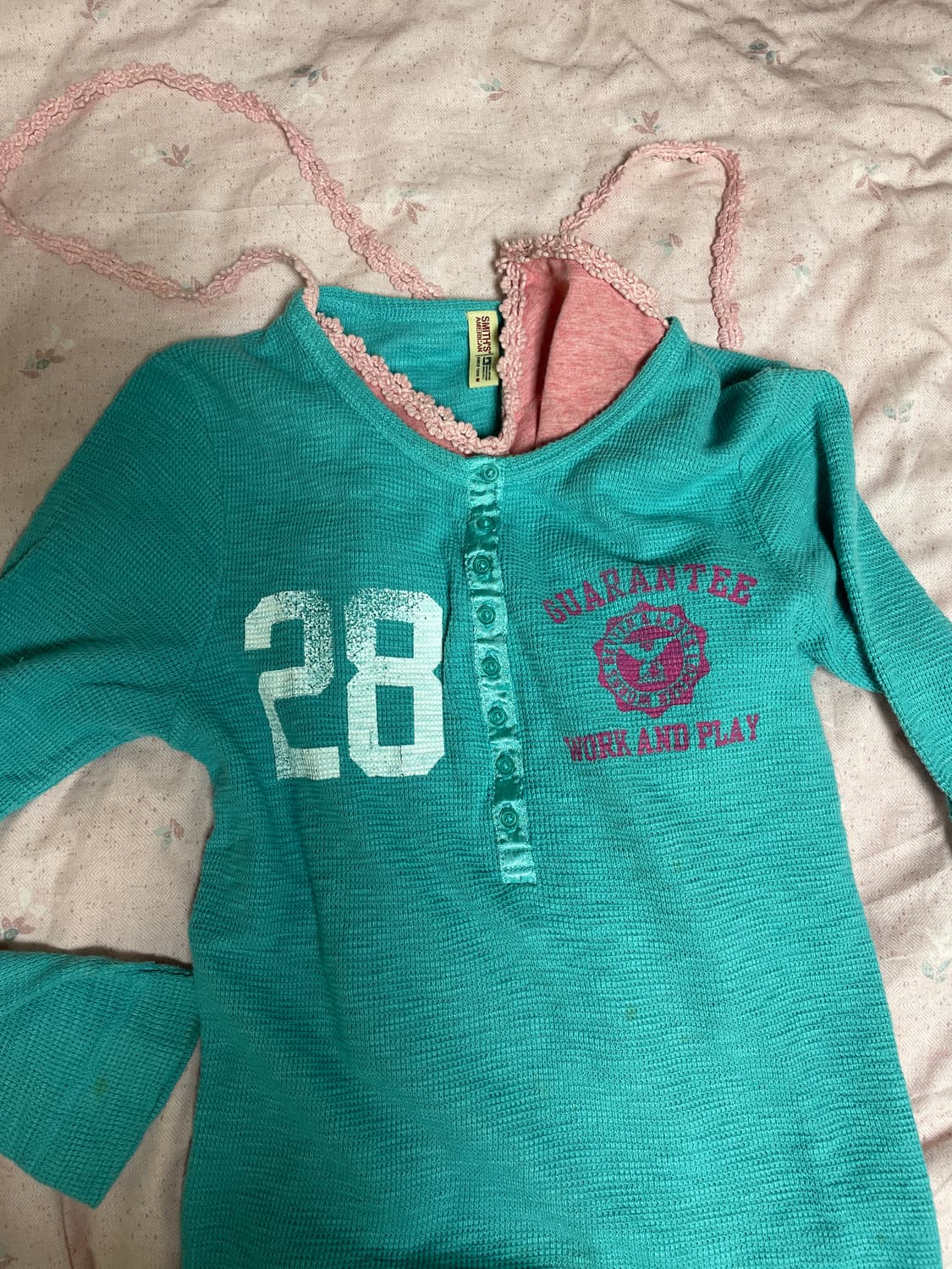 크로쉐 나시탑/민트색와플티 세트 상품이미지1