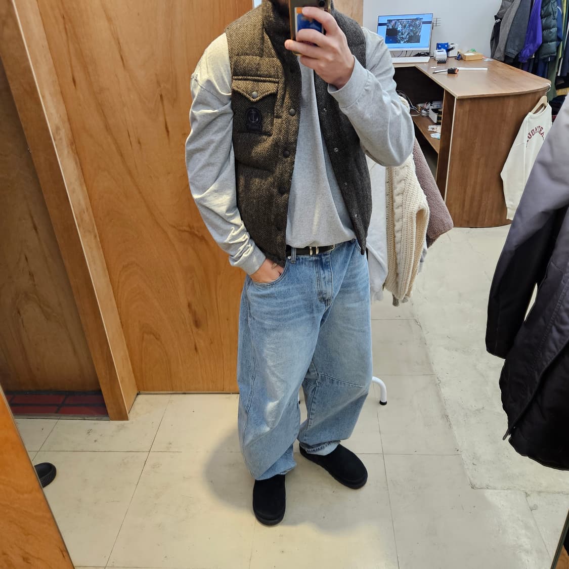 Fidelity harris tweed 피델리티 해리스트위드 양면조끼 S 상품이미지9