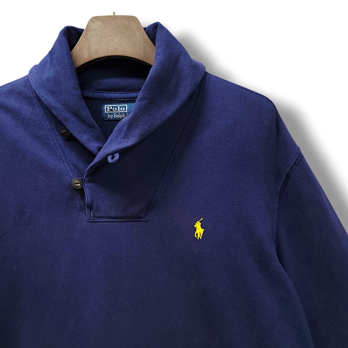 [2XL] 폴로 블루 숄카라 투버튼 스웻셔츠 상품이미지4