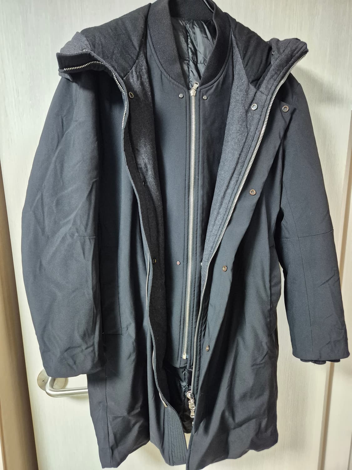 (정품) 솔리드옴므 구스다운 롱패딩 후드점퍼 50 이중집업 상품이미지2