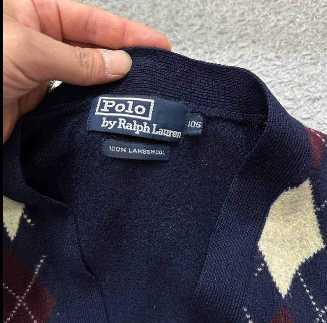 폴로 랄프 로렌 0Os 아가일패턴 가디건 네이비 상품이미지3