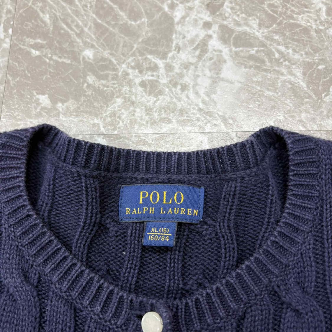 폴로 랄프로렌 네이비 케이블 걸즈 프릴 니트 가디건(XL) 상품이미지4