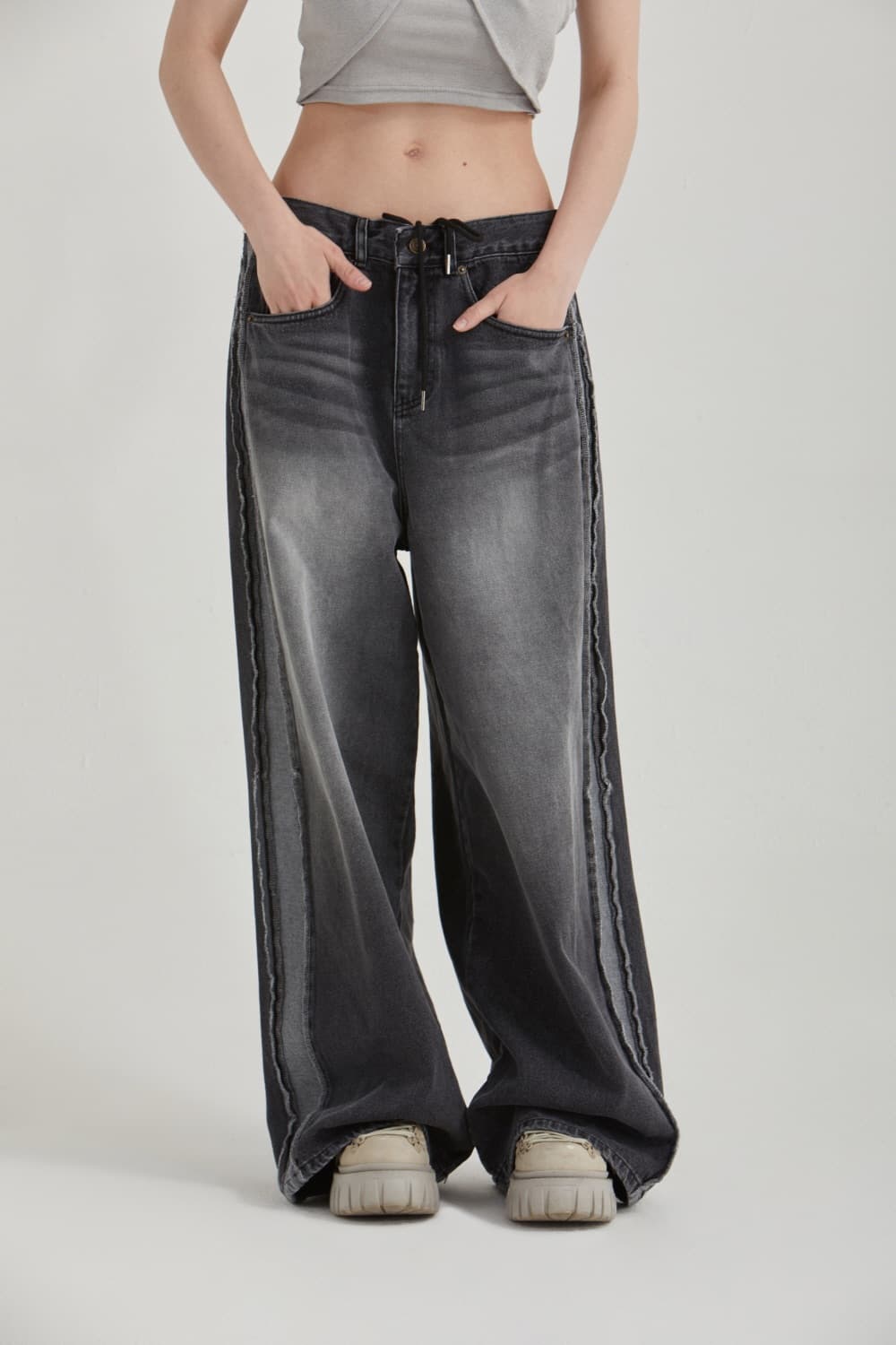 게이트리스 스페이스 와이드 흑청 데님 (남여공용) 상품이미지1