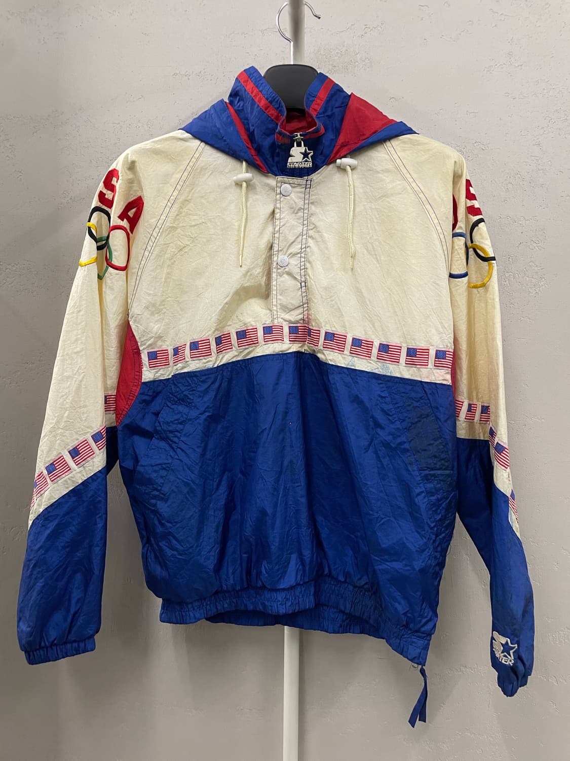 미국 빈티지 스타터 플래그 아노락 반집업 윈드자켓 M 상품이미지2