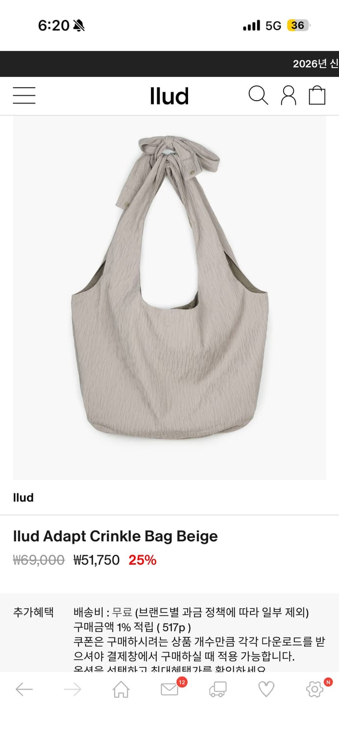 Ilud Adapt Crinkle Bag Beige 상품이미지1