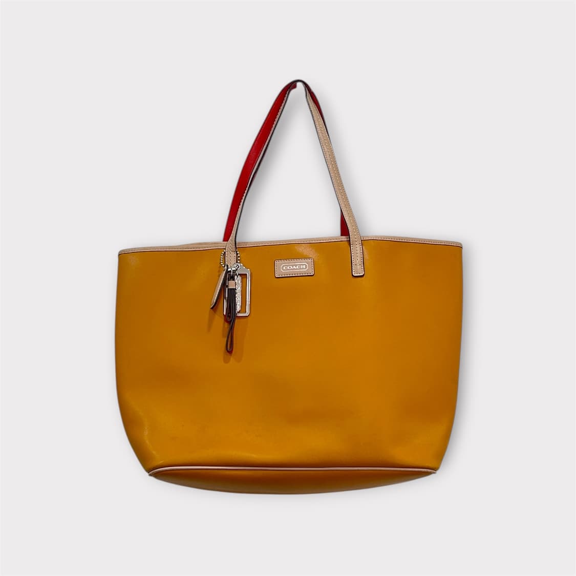 코치 Coach 사피아노 레더 쇼퍼백 숄더백 토트백 키링 머스터드 컬러 상품이미지1