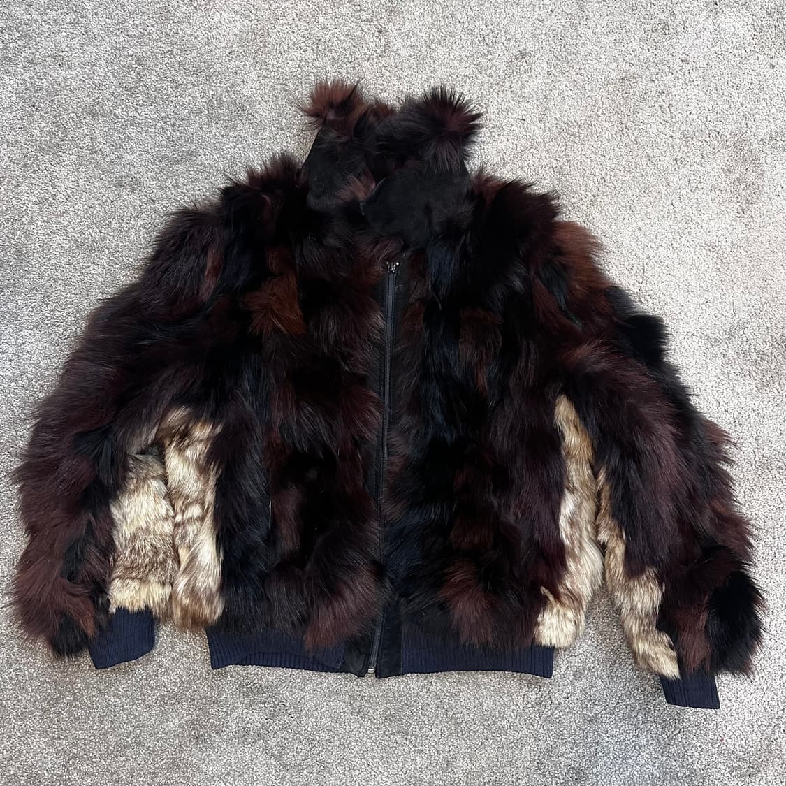 한양모피 브라운/베이지 믹스컬러 사가폭스 집업M 상품이미지5