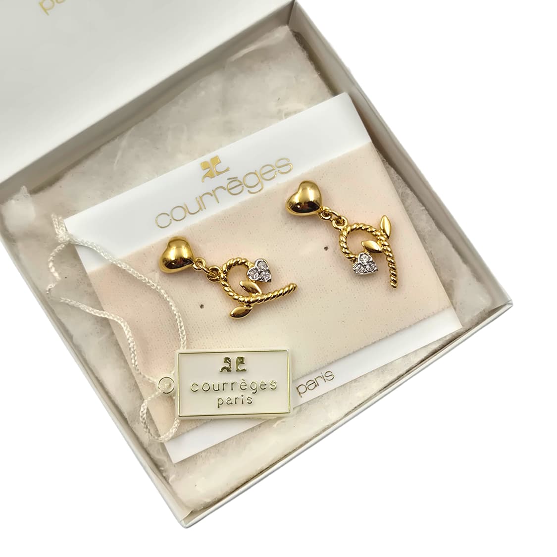 90s 프랑스 꾸레쥬 하트 꽃잎 드롭 이어링 상품이미지4