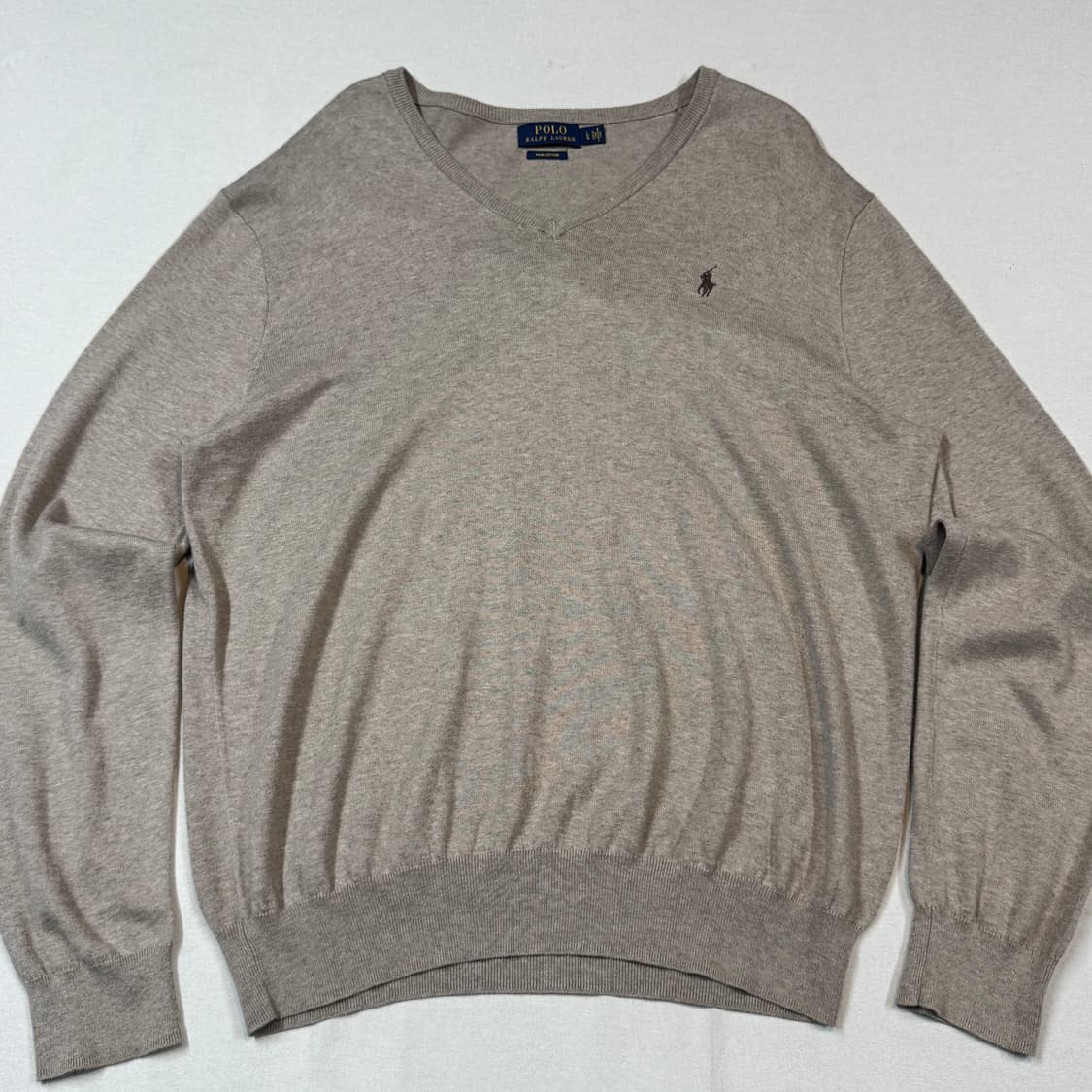 L) 폴로 랄프로렌 피마코튼 오트밀 베이지 브이넥 니트 상품이미지2
