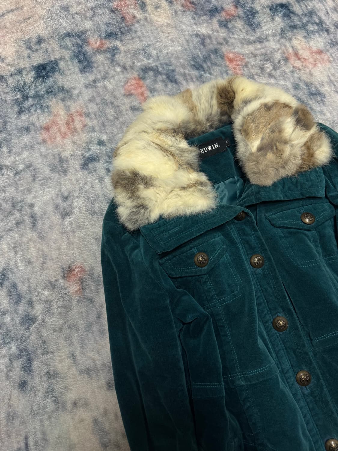 Edwin y2k emerald corduroy rex fur jacke 상품이미지3