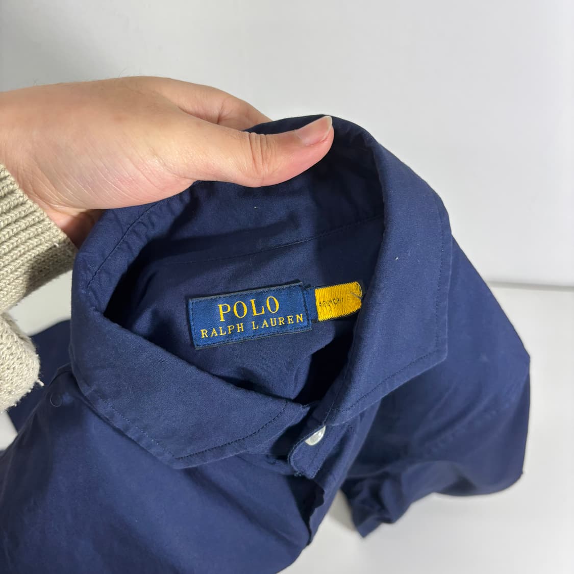 우먼M 폴로 랄프로렌 네이비 기본로고 와이드카라 셔츠 남방 상품이미지4