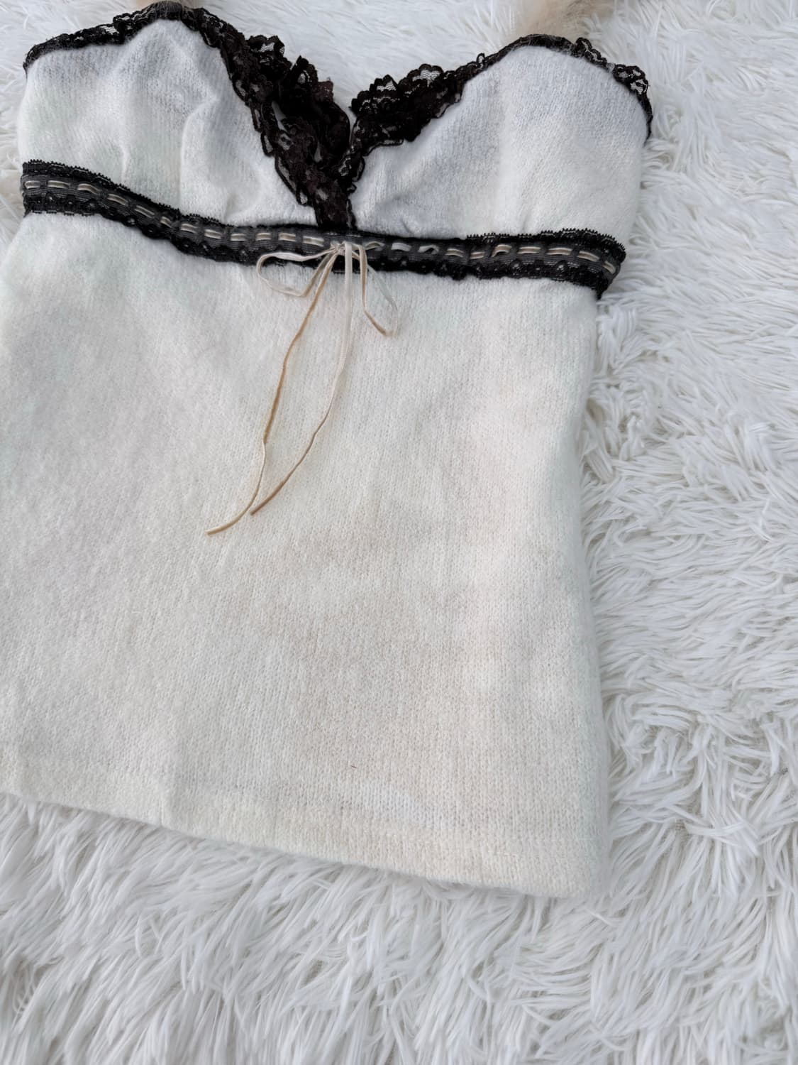 브라운-아이보리 퍼 포인트 캐미솔 나시 상품이미지3