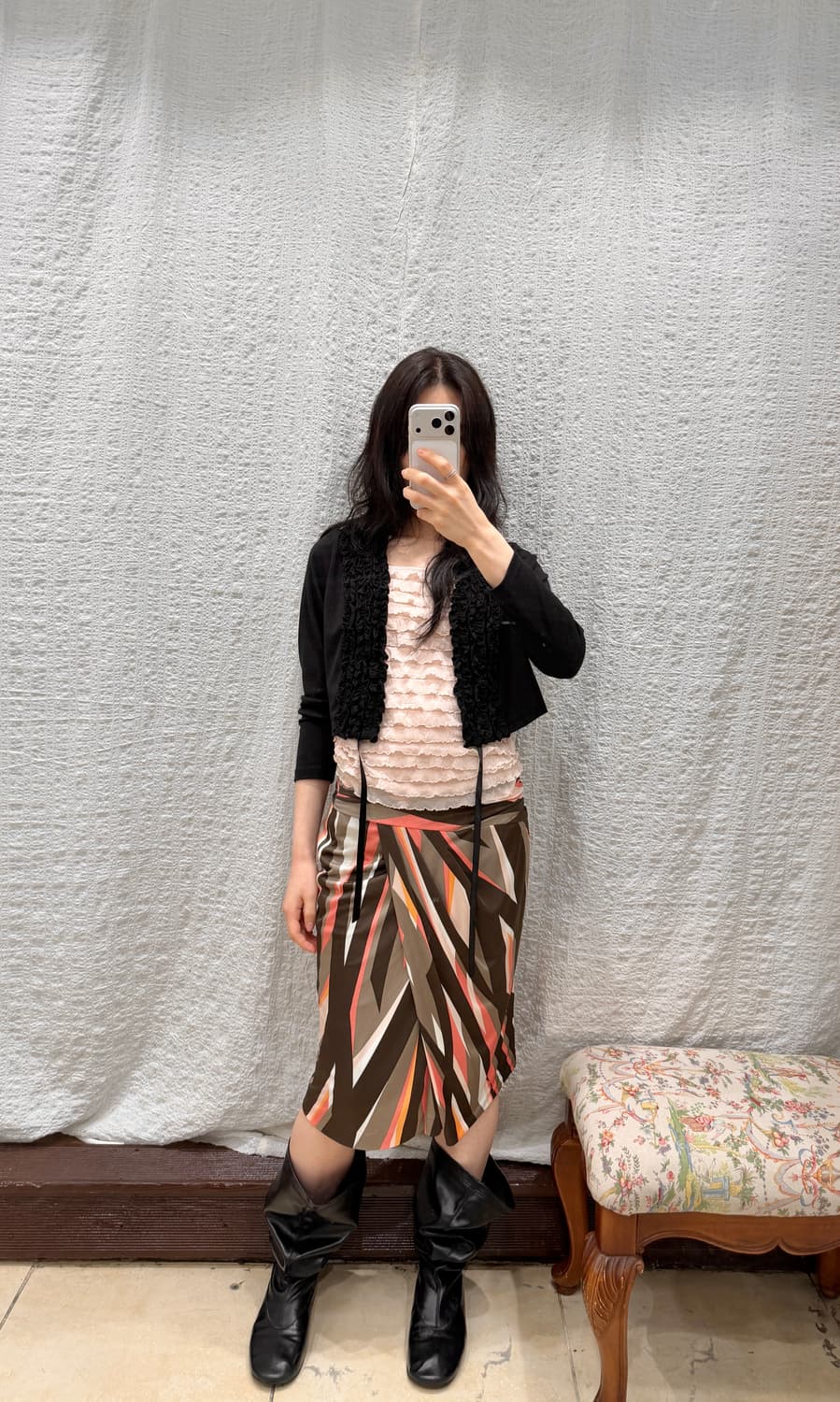 frill string crop cardigan 상품이미지2