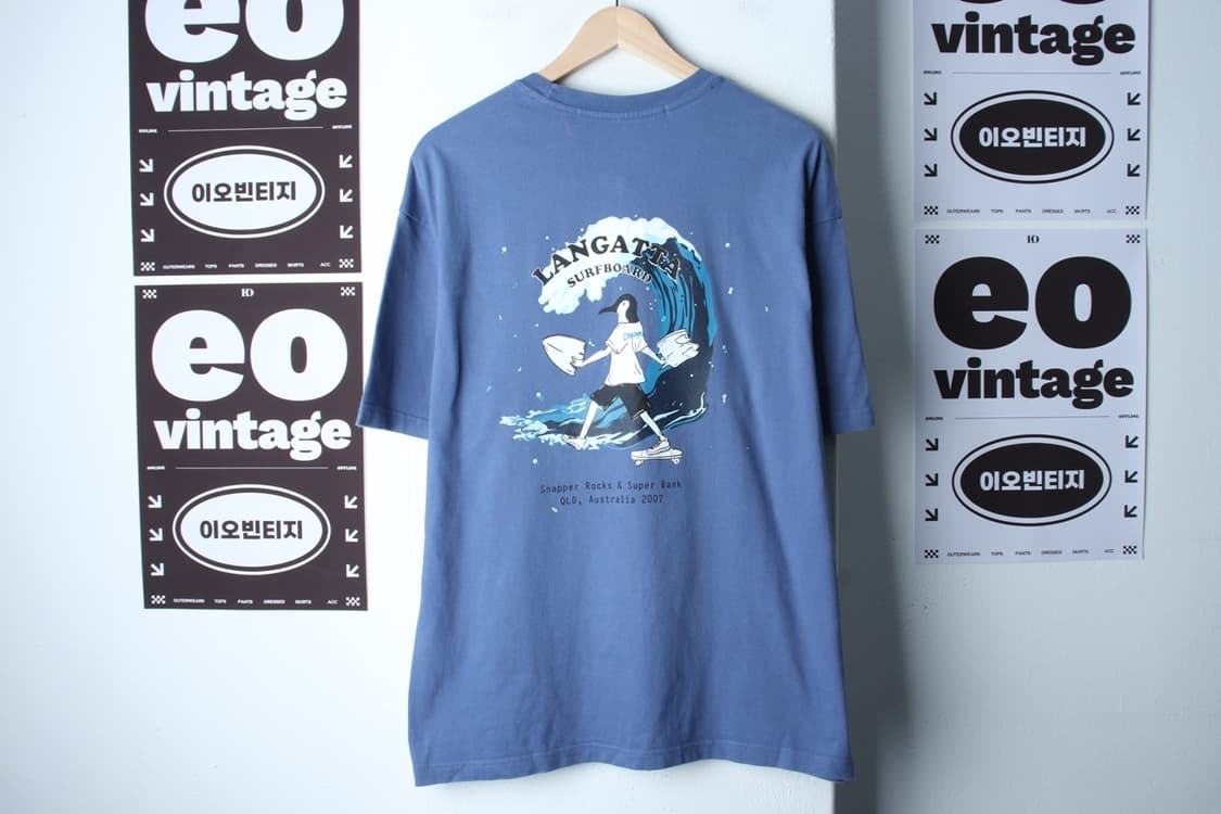(M-XL) 꼼파뇨 반팔 티셔츠 오버핏 스케이트보드 블루-H32216 상품이미지6