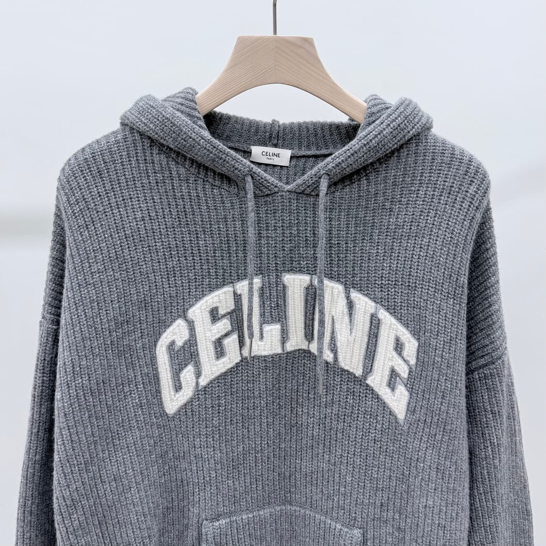 [S급/L] 셀린느 울 리브드 니트 후드티 그레이 상품이미지2