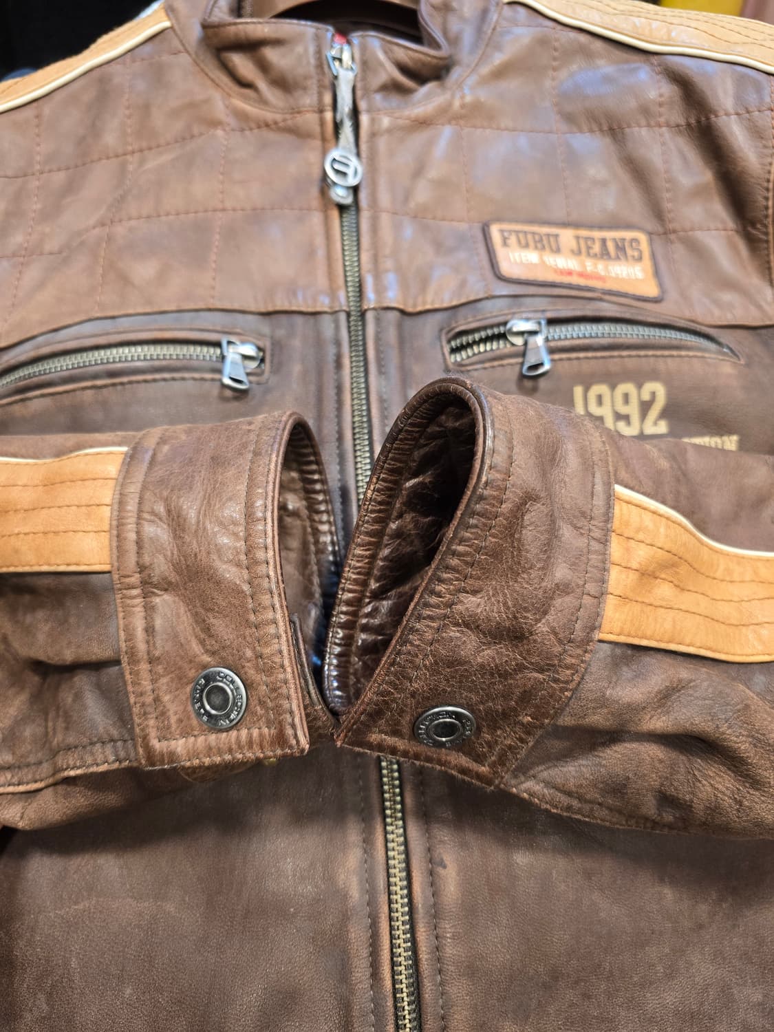 후부진스 FUBU 빈티지 가죽 자켓 L (100) 상품이미지5