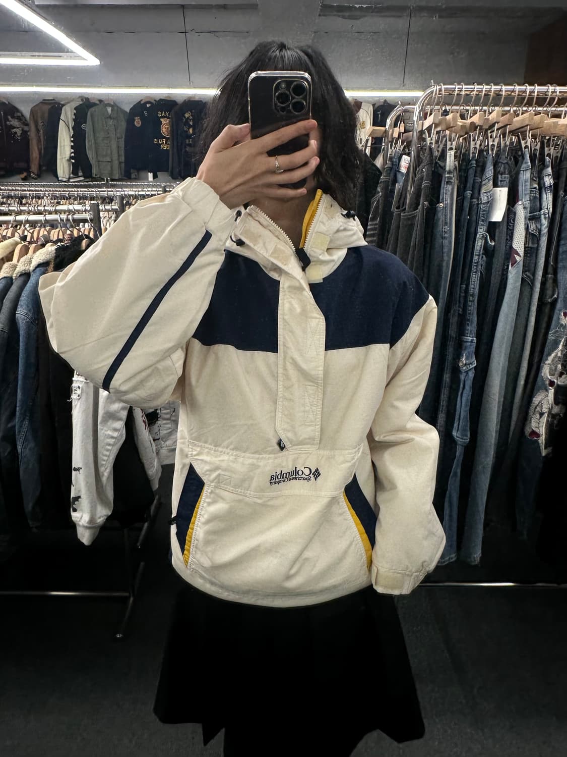 S)콜롬비아 고프코어 배색 하프집업 패딩 바람막이 상품이미지1