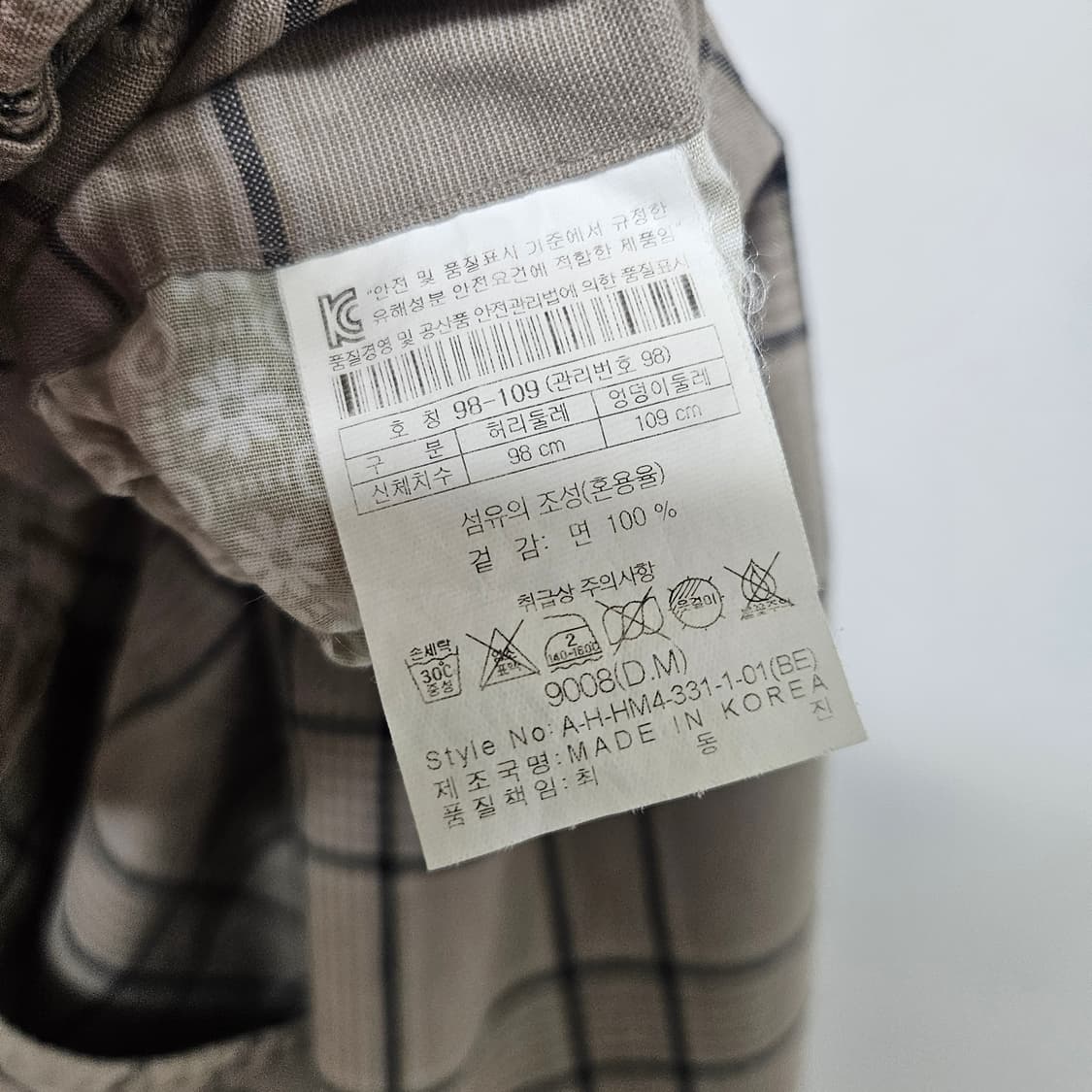 헨리코튼 골프 체크 반바지 38 상품이미지5
