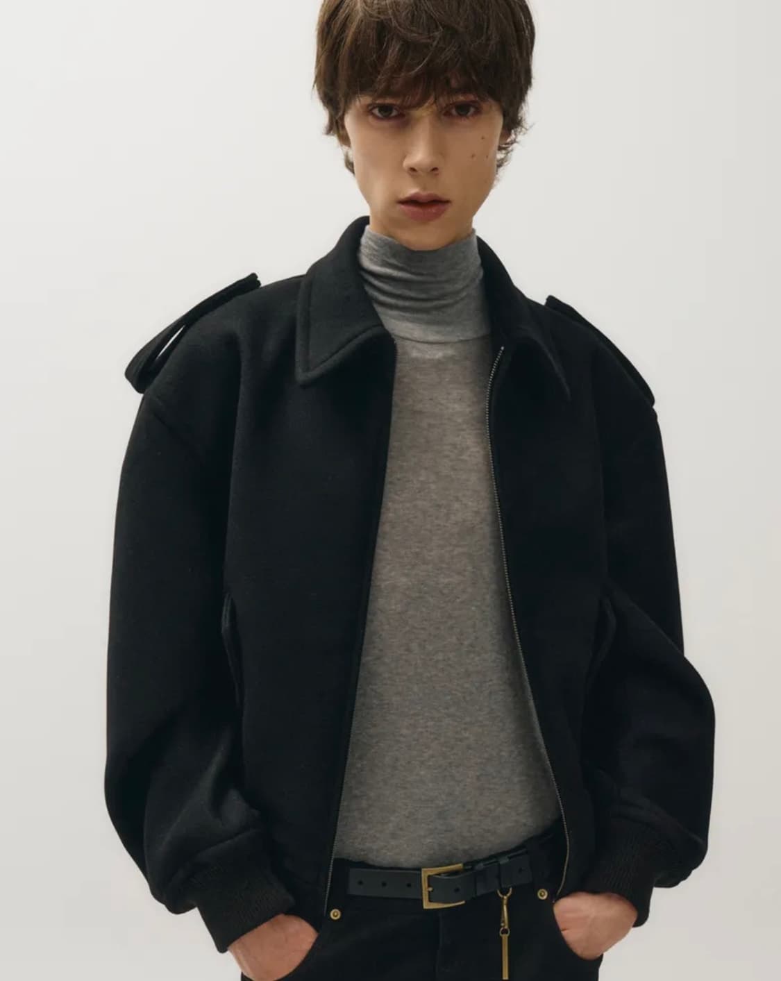 헤비 울 오버사이즈 블루종 (블랙) 상품이미지3