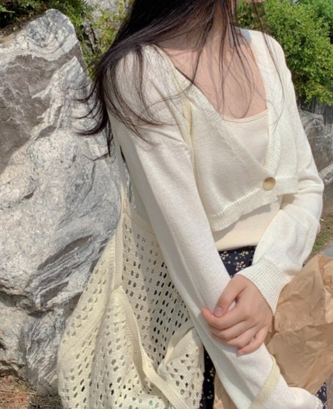 (미개봉, 새상품) 체리코코 프렌치 볼레로 아이보리 가디건 흰색 봄니트 상품이미지1