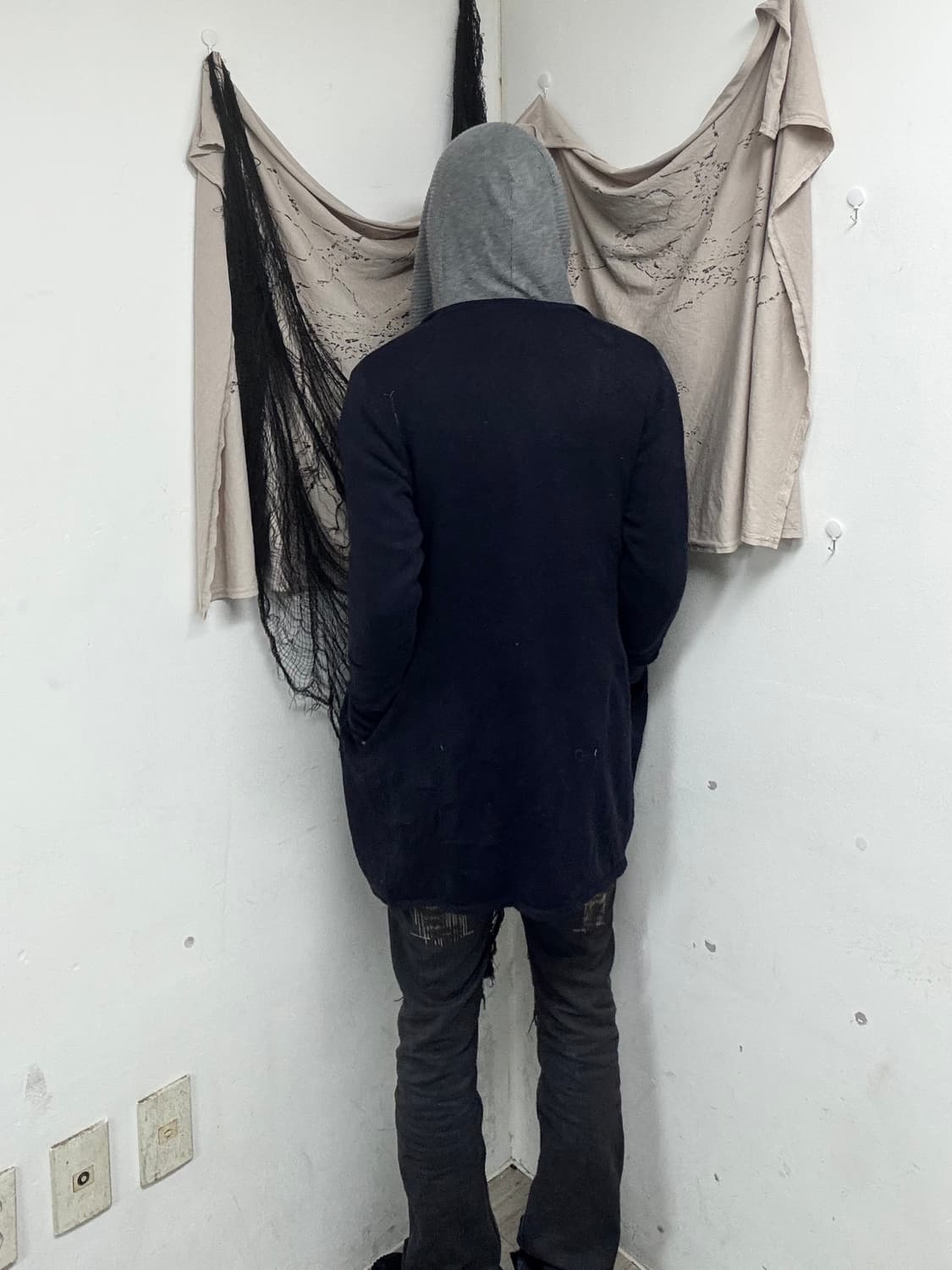 Grey Hoodie Cardigan Layered Navy Cardig 상품이미지5