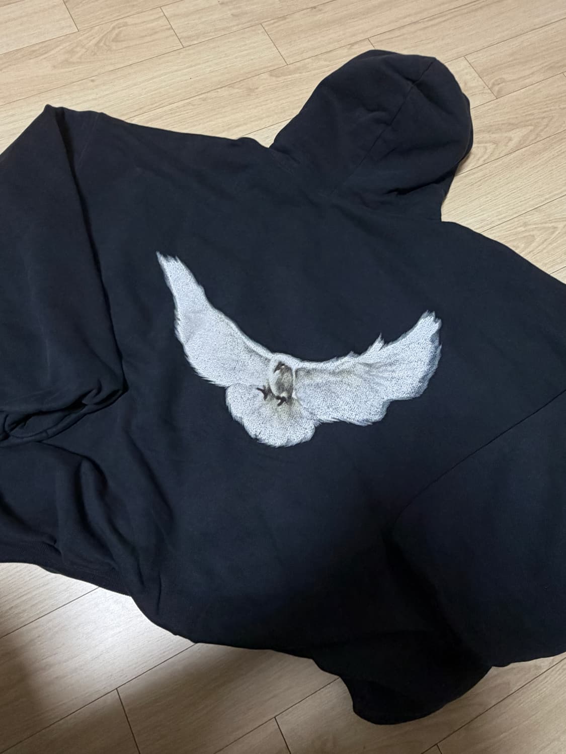 XS 이지갭 발렌시아가 도브 후드 워시드 블랙 상품이미지1