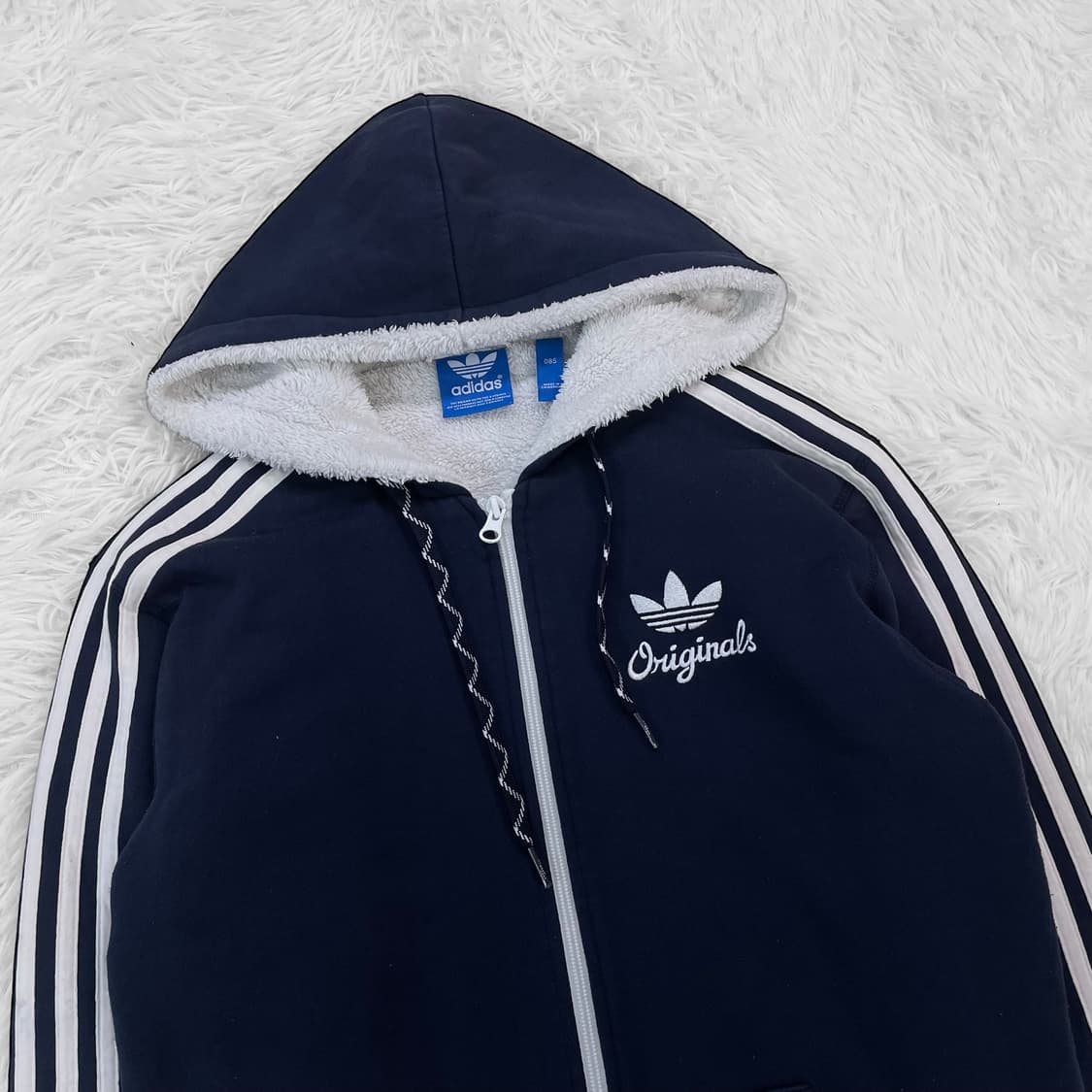 아디다스 오리지널 쉐르파 후드집업 네이비 상품이미지3