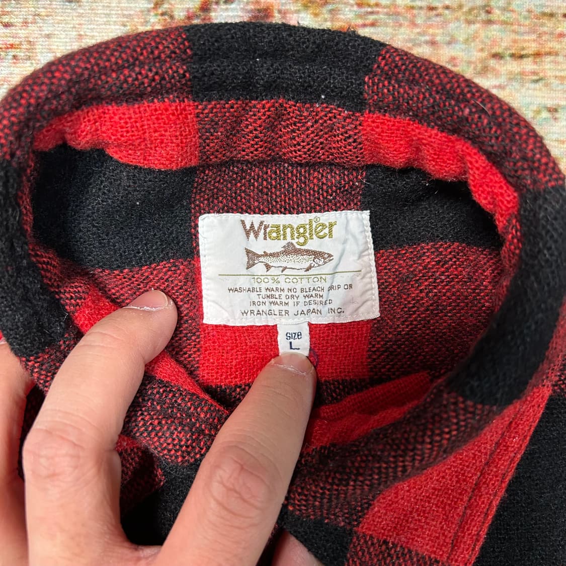 [L] 90s 랭글러 피쉬택 재팬 레드 체크 셔츠 상품이미지2