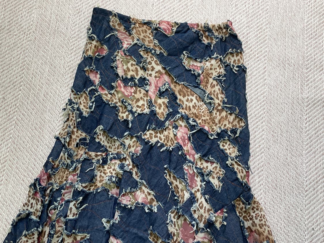 니나 루 패치워크 프린지 사시코 언밸런스 플레어 스커트 상품이미지9