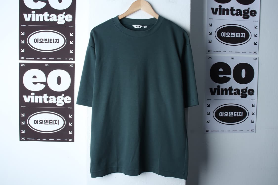 (L-XL) 유니클로 반팔 티셔츠 U라인 에어리즘 그린 무지-H32319 상품이미지2
