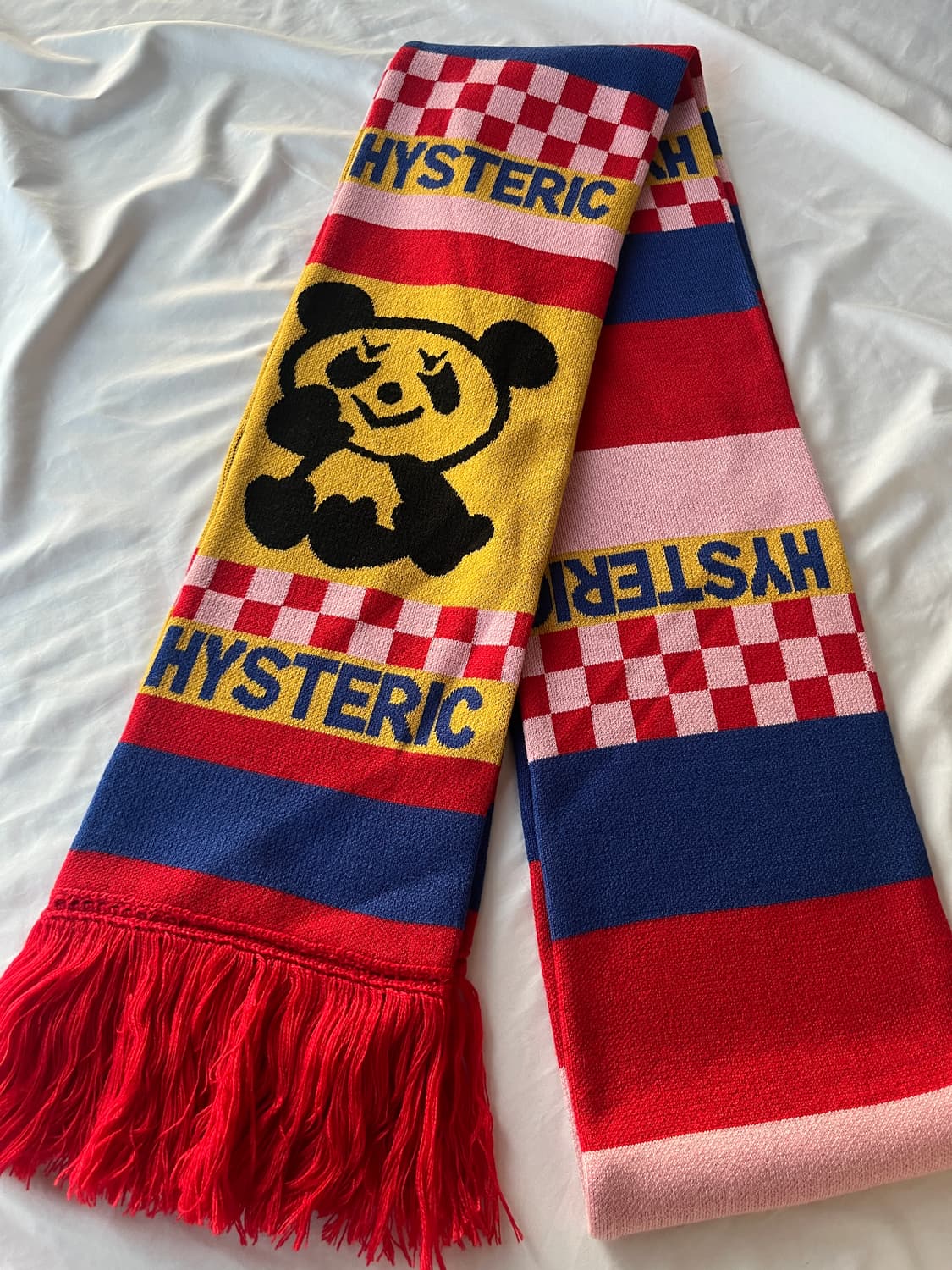 히스테릭 글래머 아카이브 팬더 체커보드 니트 짜임 목도리 머플러 상품이미지1