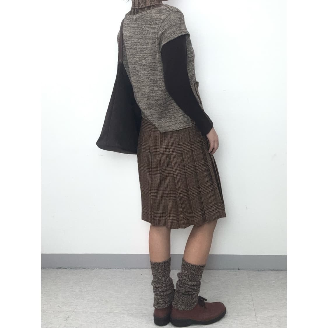 빈티지 브라운 플리츠 울 스커트 상품이미지2