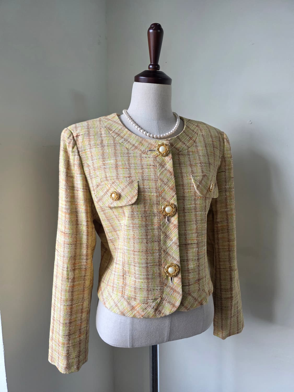 체크 금장 버튼 자켓 상품이미지3