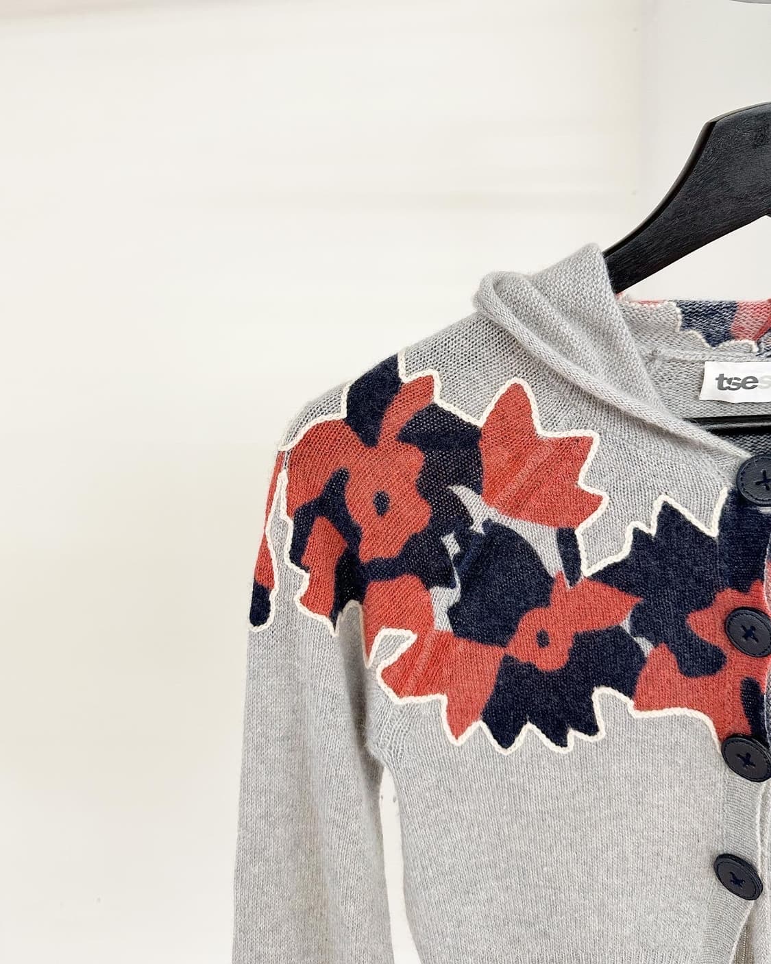 빈티지 tsesay 그레이 플라워패턴 캐시미어 가디건 상품이미지3