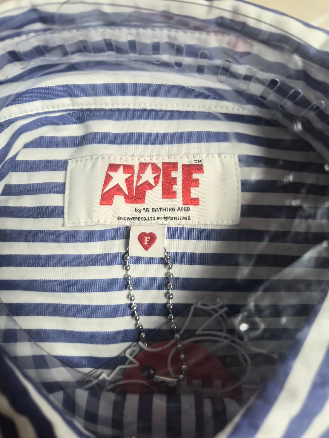 베이프 정품 에이피 하트 스트라이프 크롭 셔츠 남방 상품이미지5