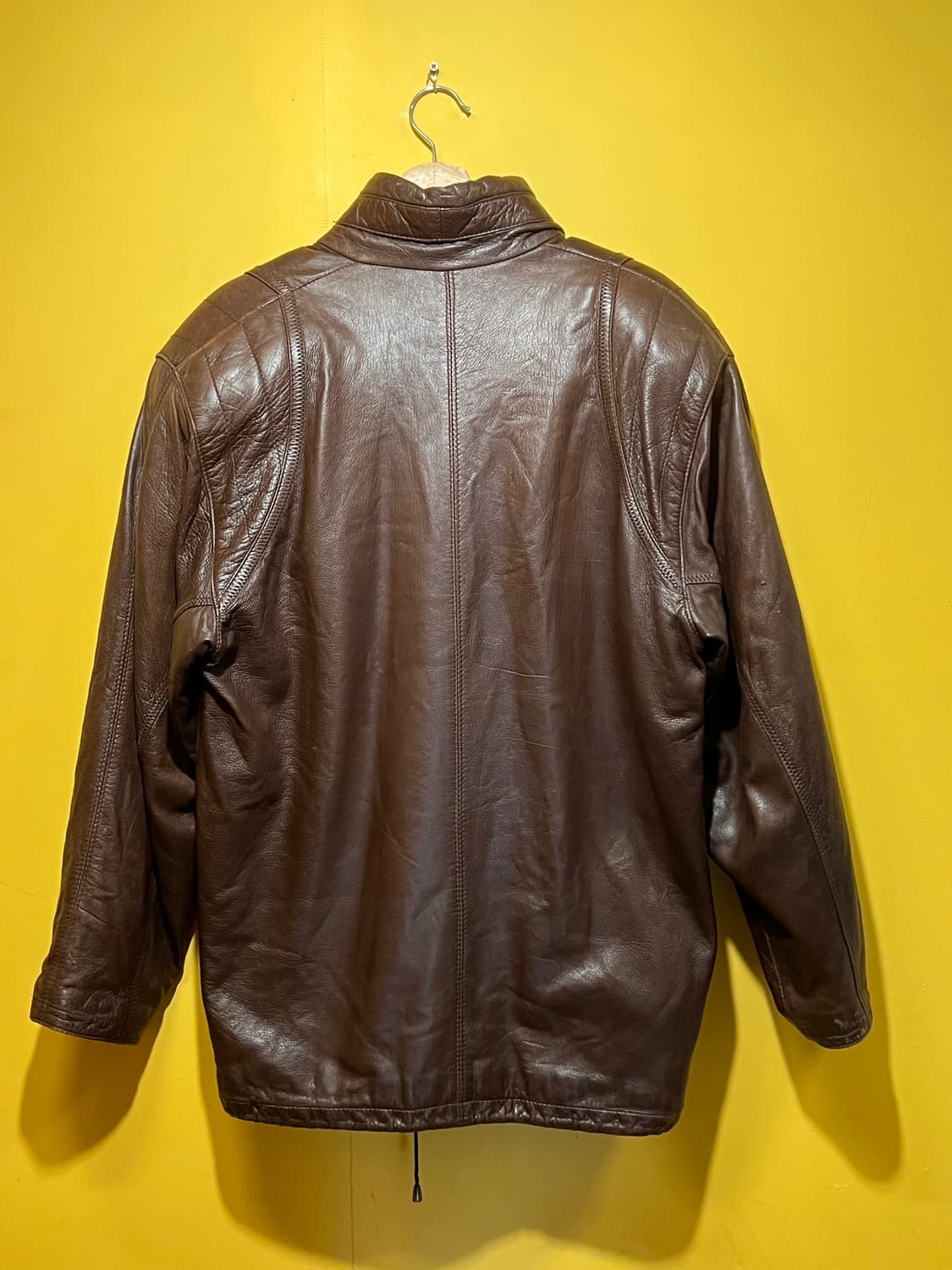 천연가죽 하이넥 레더 자켓 브라운 상품이미지8