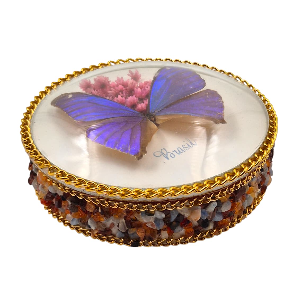 70s 브라질 모르포 빅 나비 천연석 트링켓 상품이미지3