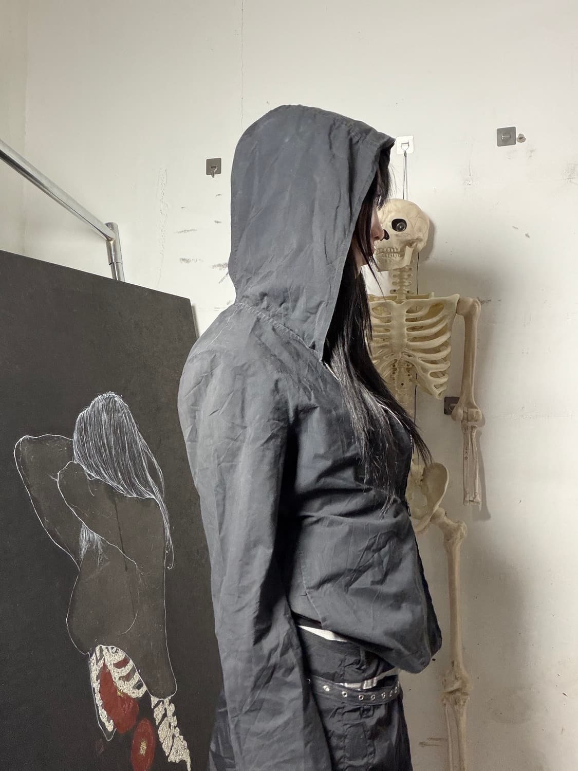 jill stuart 블랙 빅 후드 고딕 자켓 S 상품이미지2