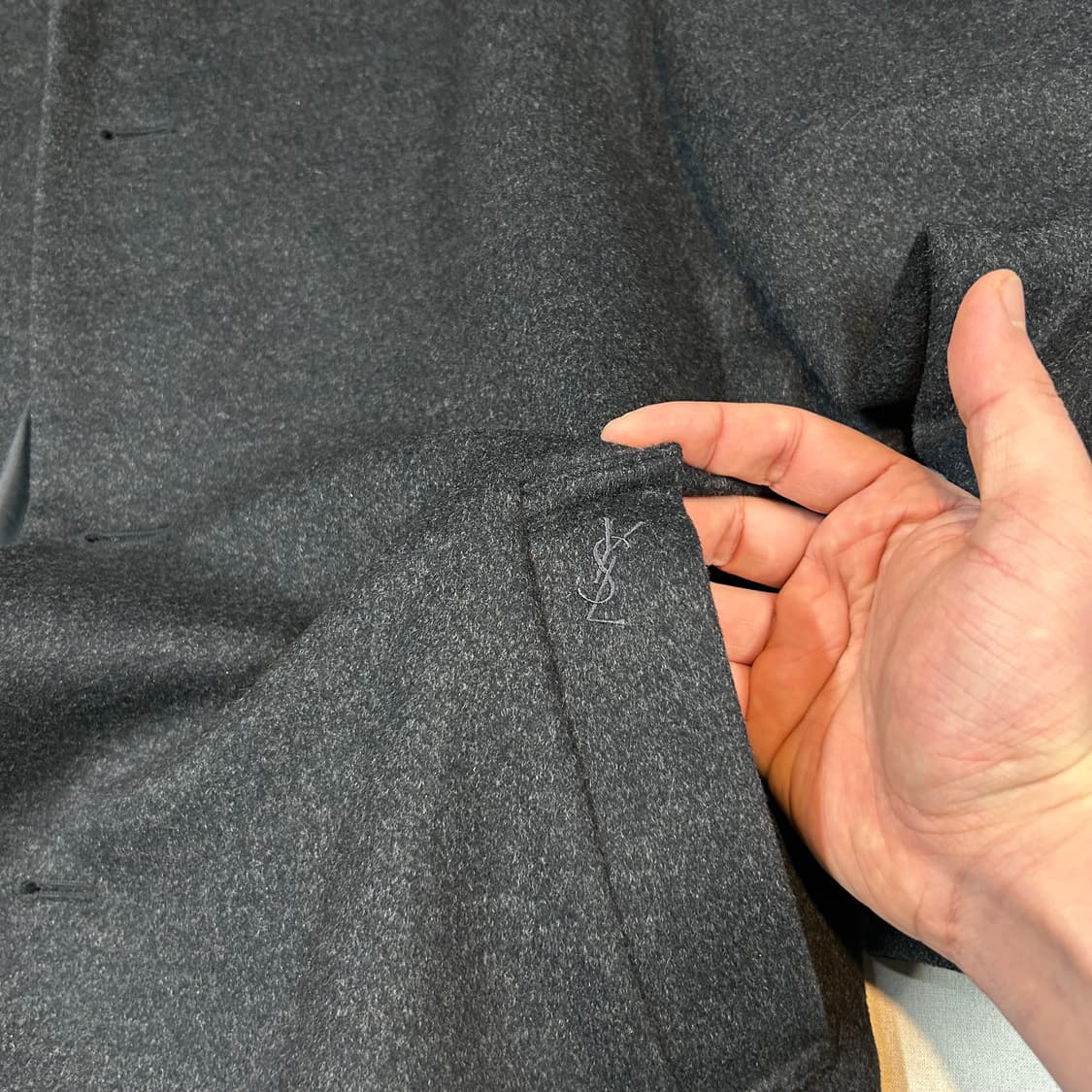 L) YSL 입생로랑 울 미디움 코트 자켓 블랙 상품이미지4
