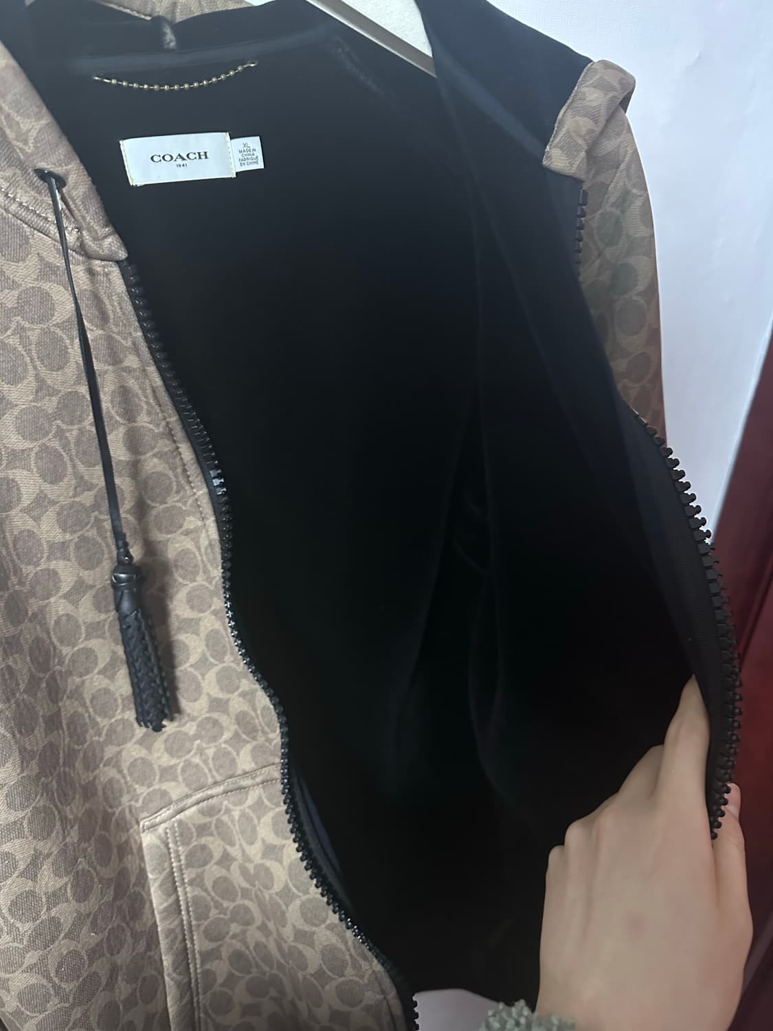 코치 시그니처 벨루어 후드집업 xl 상품이미지6