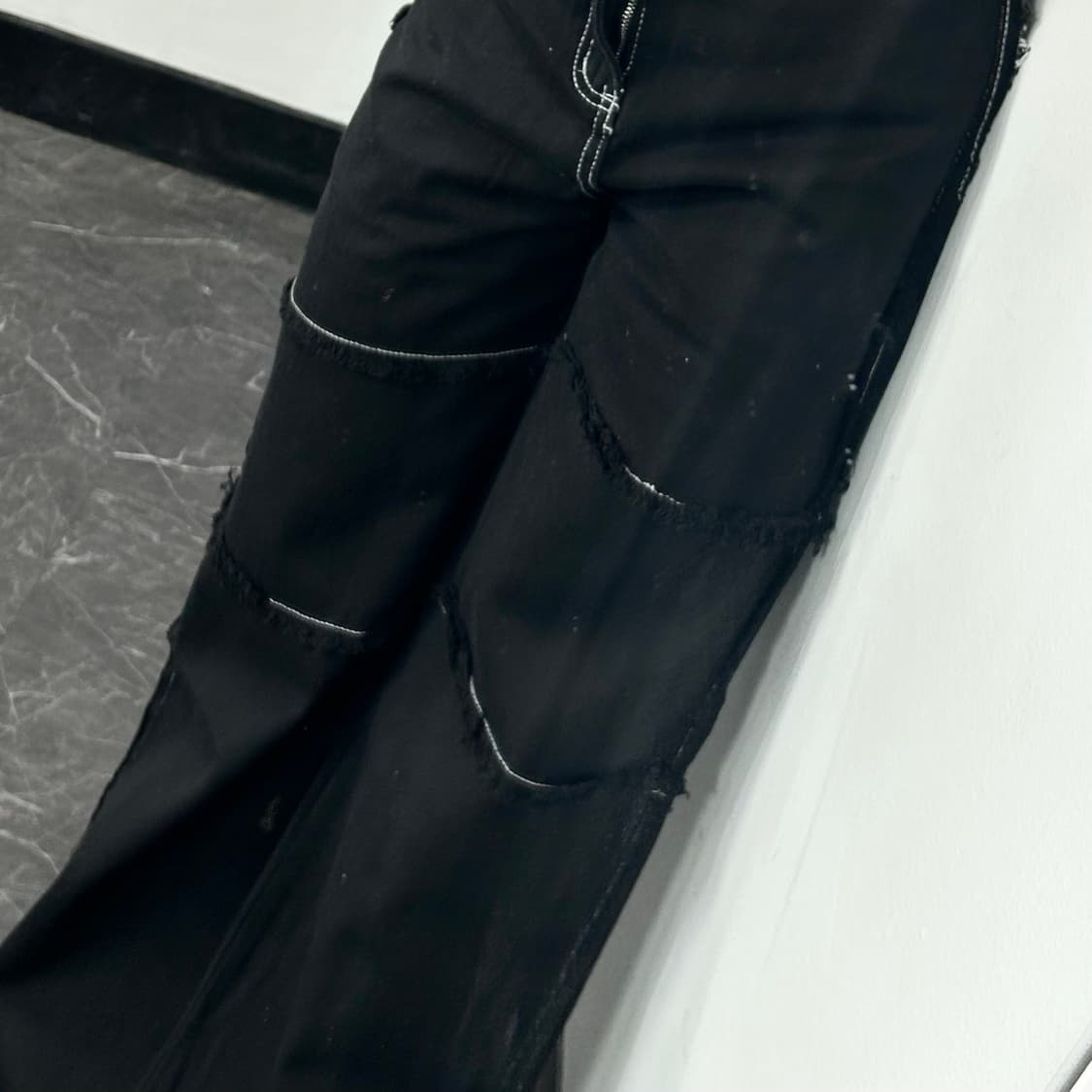 DD Blue 데미지 투톤 와이드 데님 팬츠 상품이미지4