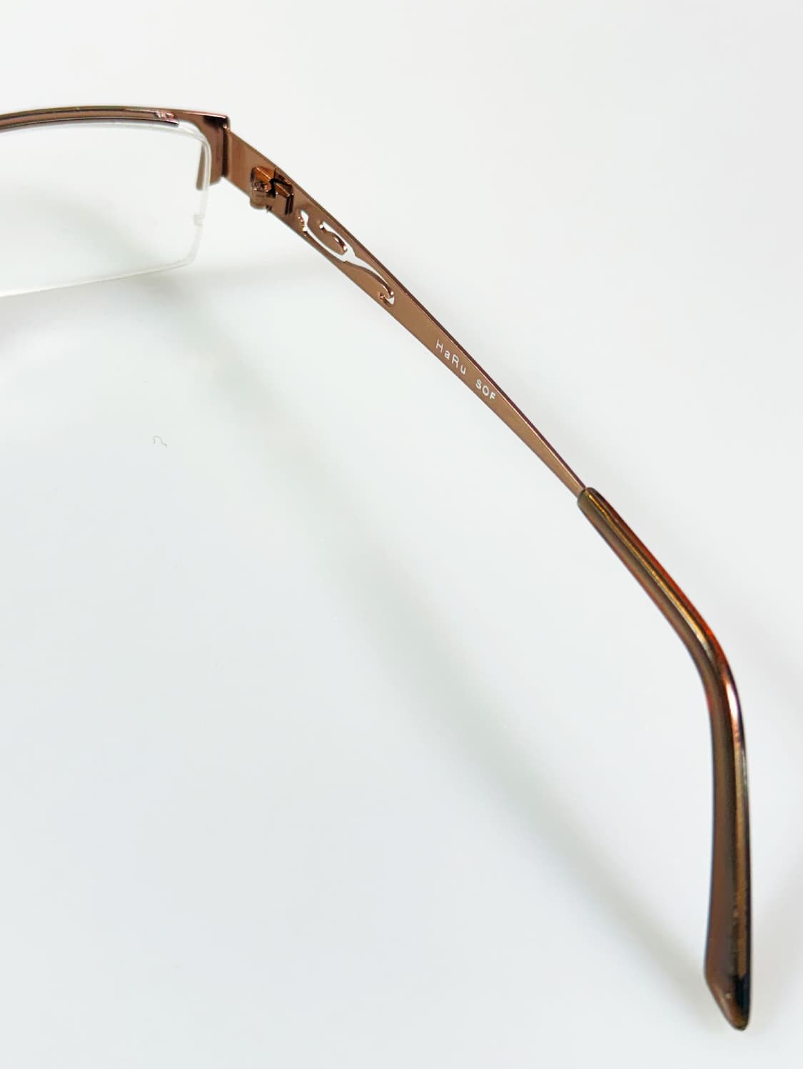 HARU 브라운 반무테 스퀘어 메탈 프레임 빈티지 안경 상품이미지6