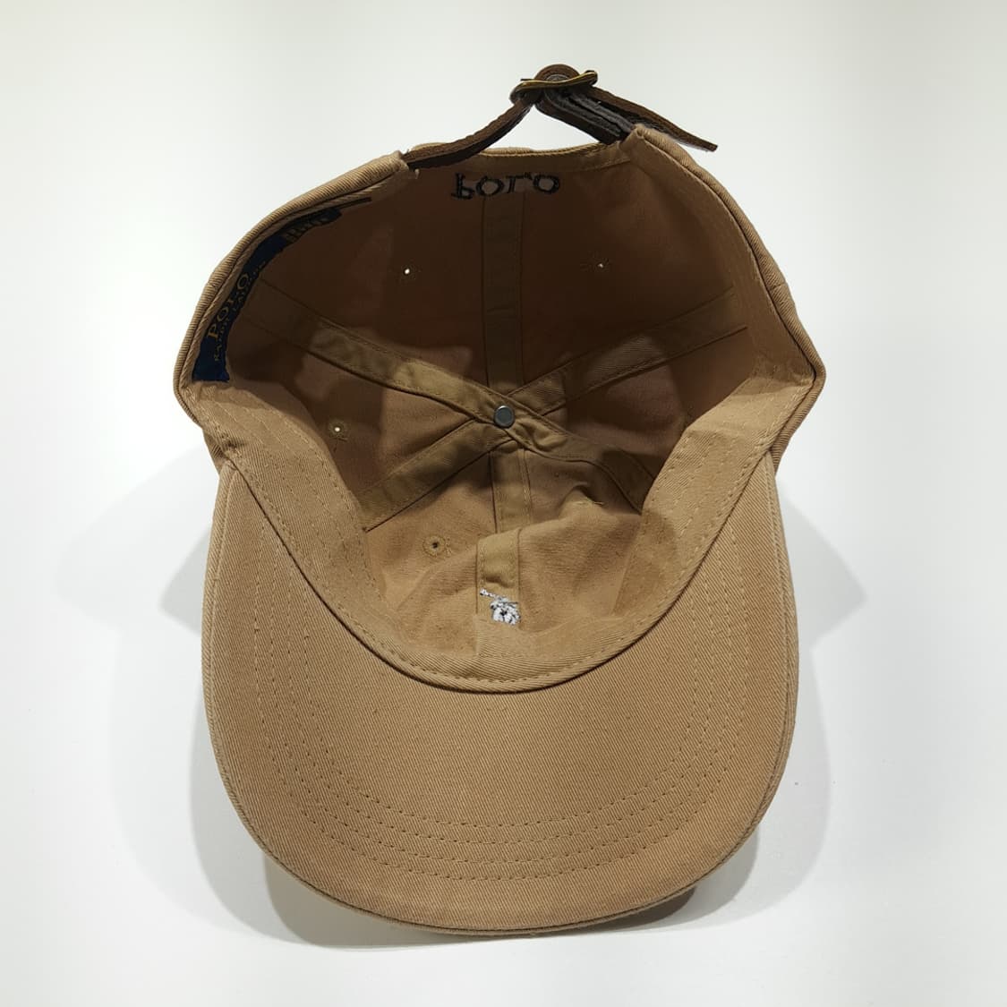 CL457 폴로 코튼 가죽스트랩 포니자수 베이지 볼캡 모자 상품이미지7