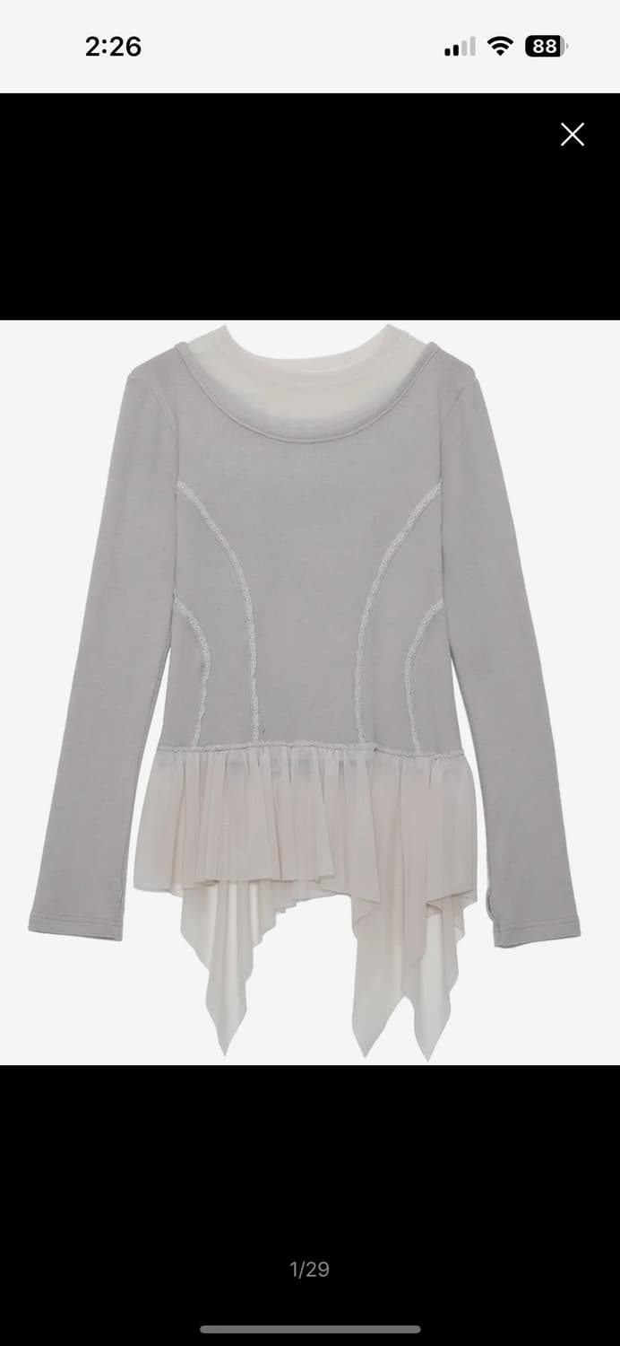 플레어업 레이어드 레이스 프릴 롱슬리브 상품이미지1