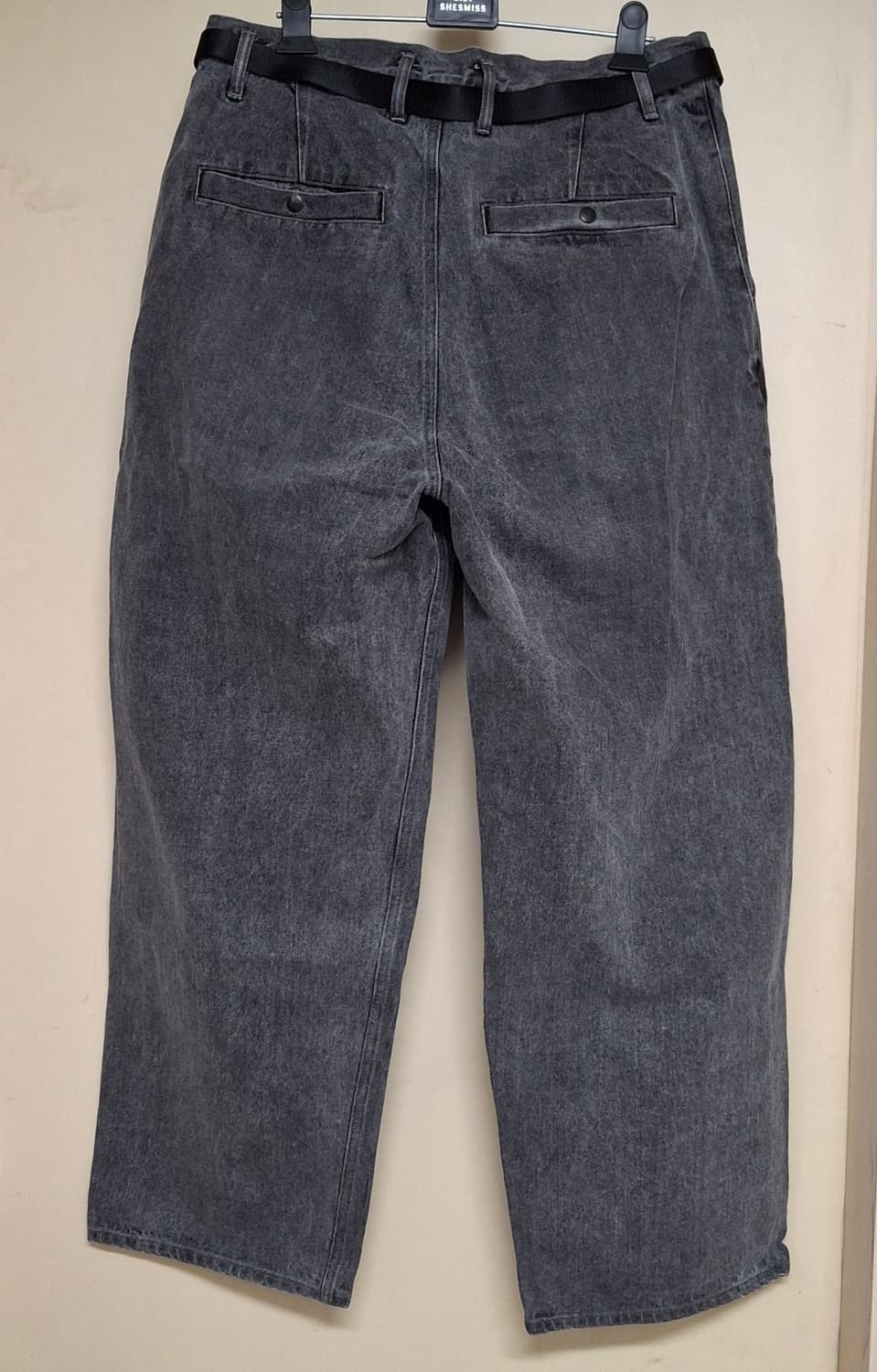 [2] 모이프 와이드 벨티드 데님 블리치드 블랙 moif 상품이미지7